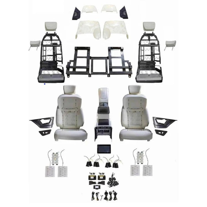 Car Craft Compatible With Toyota Land Cruiser Lc200 Lexux Lx500 Lx470 2008-2020 Upgrade Facelift Convert Rear Recliner With Armrest Seat Standard Four Seat Leather Electric Adjustable Waterproof Car Seats Luxury Vehicle Interior Upgrade F-105a