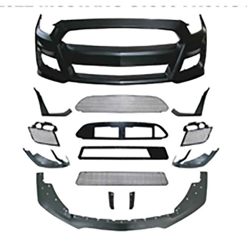 Car Craft Compatible With Ford Mustang 2015-2017 Upgrade Facelift Convert To Gt500 Bodykit Front Bumper Skirt Front Lip Gc Must-018