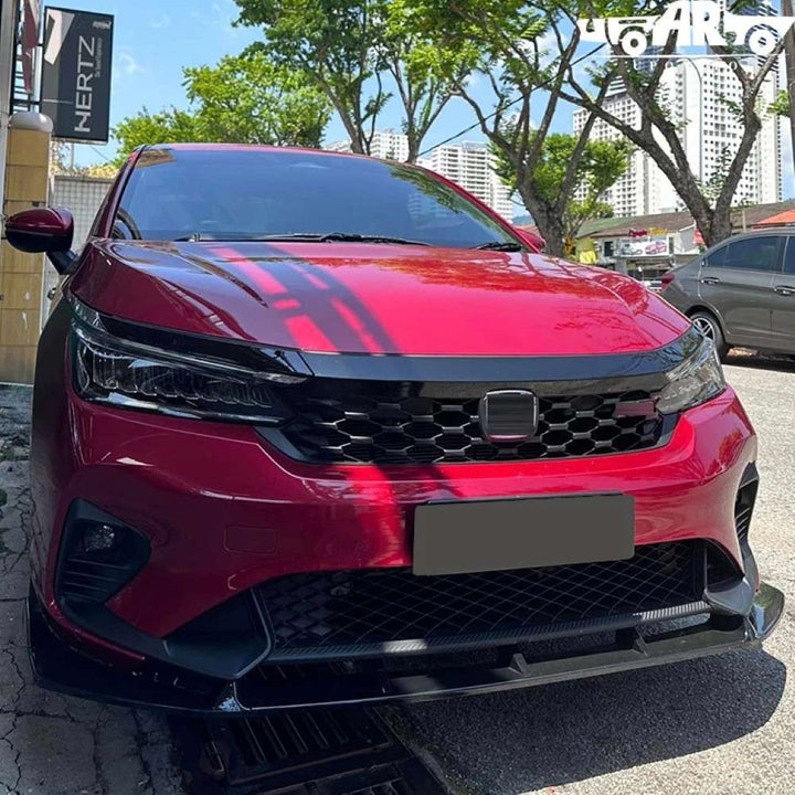 Car Craft Compatible With Honda City Rs 2023+ Front Bumper Upper Show Grille With Headlight Lamp Eyebrow Trim Splitter Honeycomb Ar-honda-0130 Glossy Black - CAR CRAFT INDIA