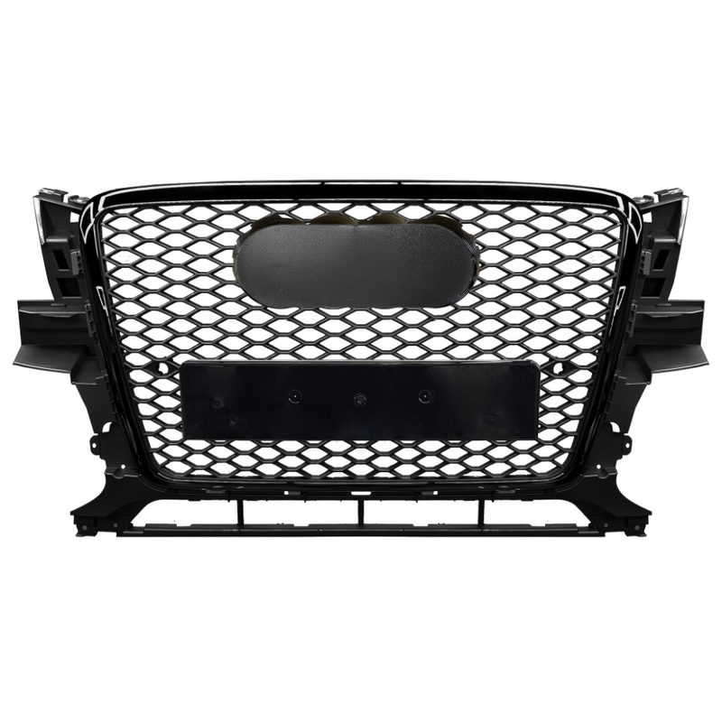 Car Craft Compatible With Audi Q5 2008-2012 Upgraded Front Bumper Show Grill Rsq5 Rs Sport Style Black Frame Black Mesh All Logo Silver License Plate Eu Version Q5-013 Gc Black