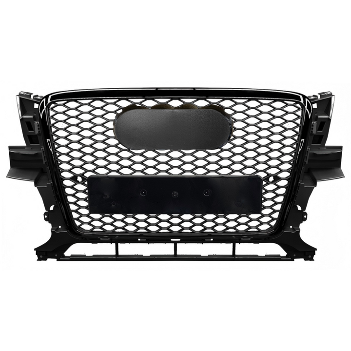 Car Craft Compatible With Audi Q5 2008-2012 Upgraded Front Bumper Show Grill Rsq5 Rs Sport Style Black Frame Black Mesh All Logo Silver License Plate Eu Version Q5-013 Gc Black