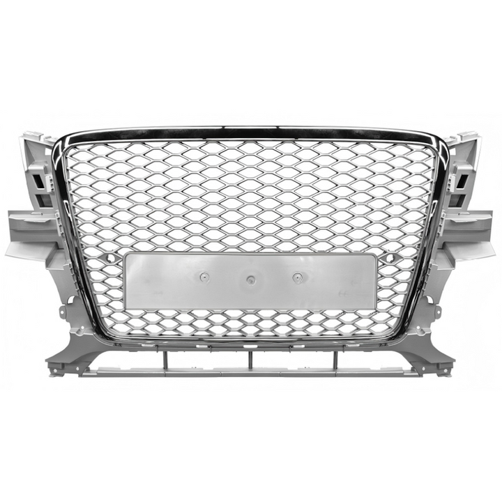 Car Craft Compatible With Audi Q5 2008-2012 Upgraded Front Bumper Show Grill Rsq5 Rs Sport Style Silver Frame Silver Mesh No Logo License Plate Eu Version Q5-016 Gc Silver Nlg