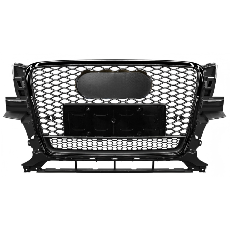 Car Craft Compatible With Audi Q5 2008-2012 Upgraded Front Bumper Show Grill Rsq5 Rs Sport Style Black Frame Black Mesh All Logo Silver License Plate Eu Version Q5-017 Gc Black Qt