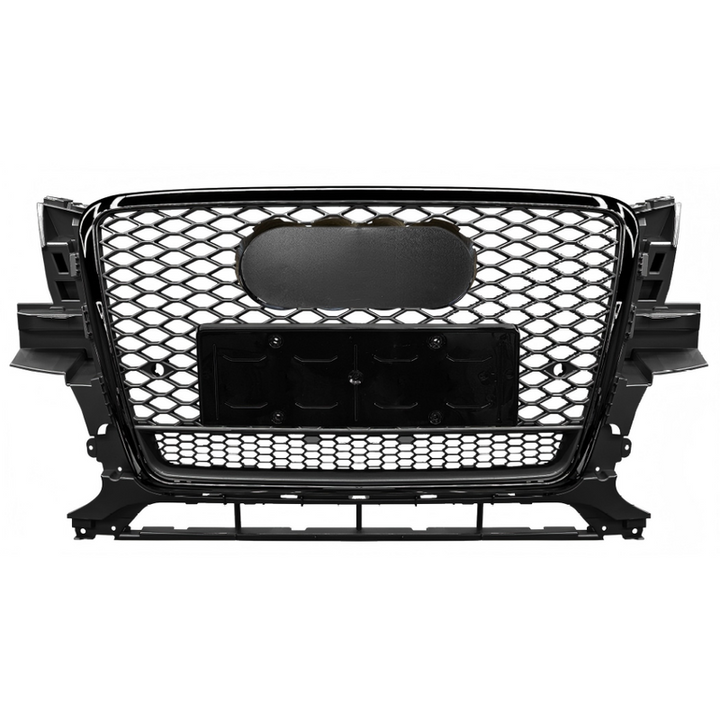 Car Craft Compatible With Audi Q5 2008-2012 Upgraded Front Bumper Show Grill Rsq5 Rs Sport Style Black Frame Black Mesh All Logo Silver License Plate Eu Version Q5-017 Gc Black Qt