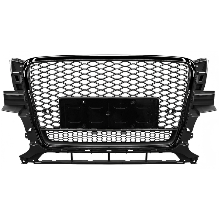 Car Craft Compatible With Audi Q5 2008-2012 Upgraded Front Bumper Show Grill Rsq5 Rs Sport Style Black Frame Black Mesh No Logo License Plate Eu Version Q5-019 Gc Black Nlg Qt