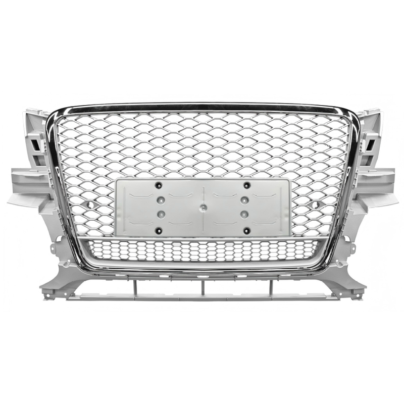 Car Craft Compatible With Audi Q5 2008-2012 Upgraded Front Bumper Show Grill Rsq5 Rs Sport Style Silver Frame Silver Mesh No Logo License Plate Eu Version Q5-020 Gc Silver Nlg Qt