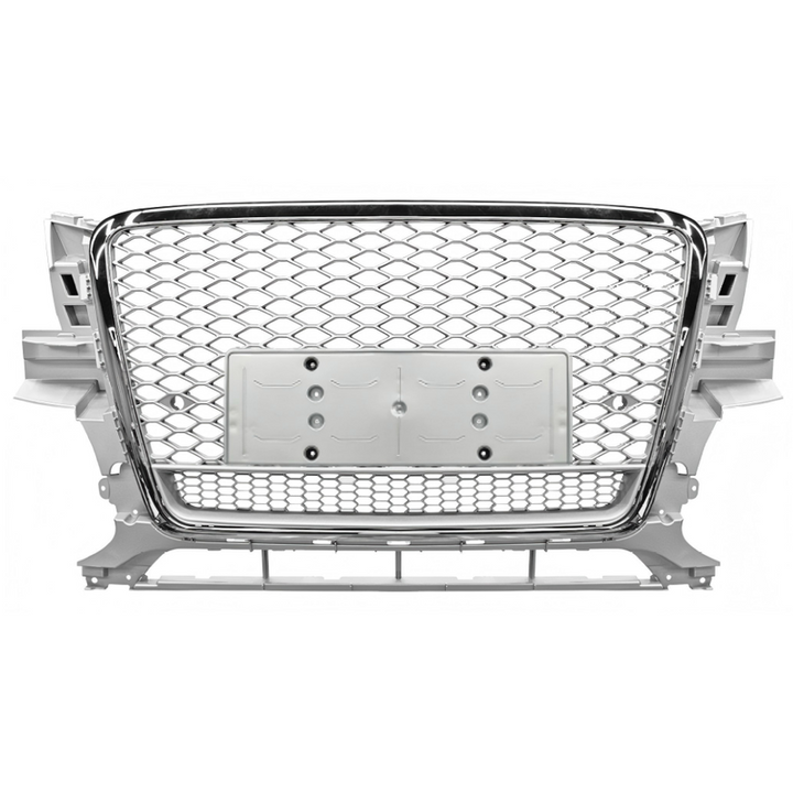 Car Craft Compatible With Audi Q5 2008-2012 Upgraded Front Bumper Show Grill Rsq5 Rs Sport Style Silver Frame Silver Mesh No Logo License Plate Eu Version Q5-020 Gc Silver Nlg Qt
