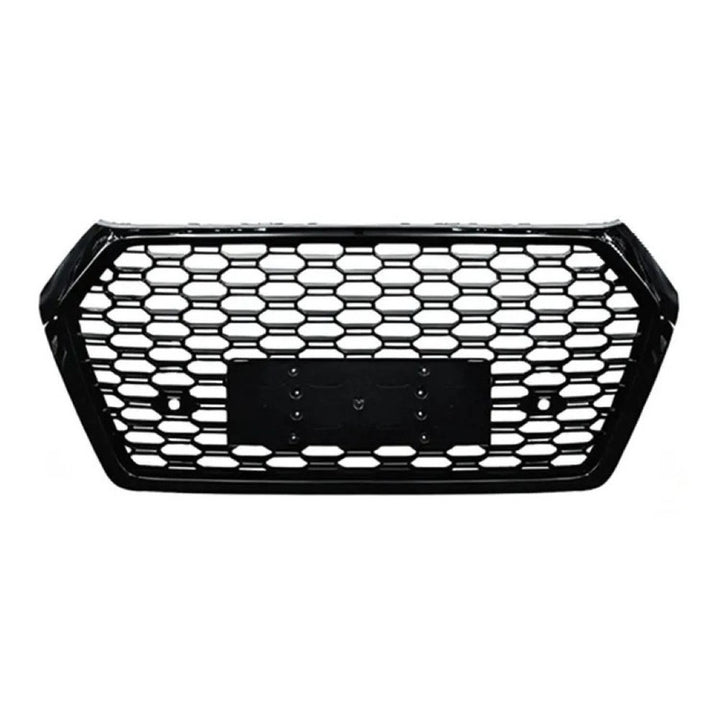 Car Craft Compatible With Audi Q5 B9 2018-2020 Upgraded Front Bumper Show Grill Rsq5 Rs Sport Style Black Frame Black Mesh No Logo License Plate Eu Version Q5-003 Gc Black
