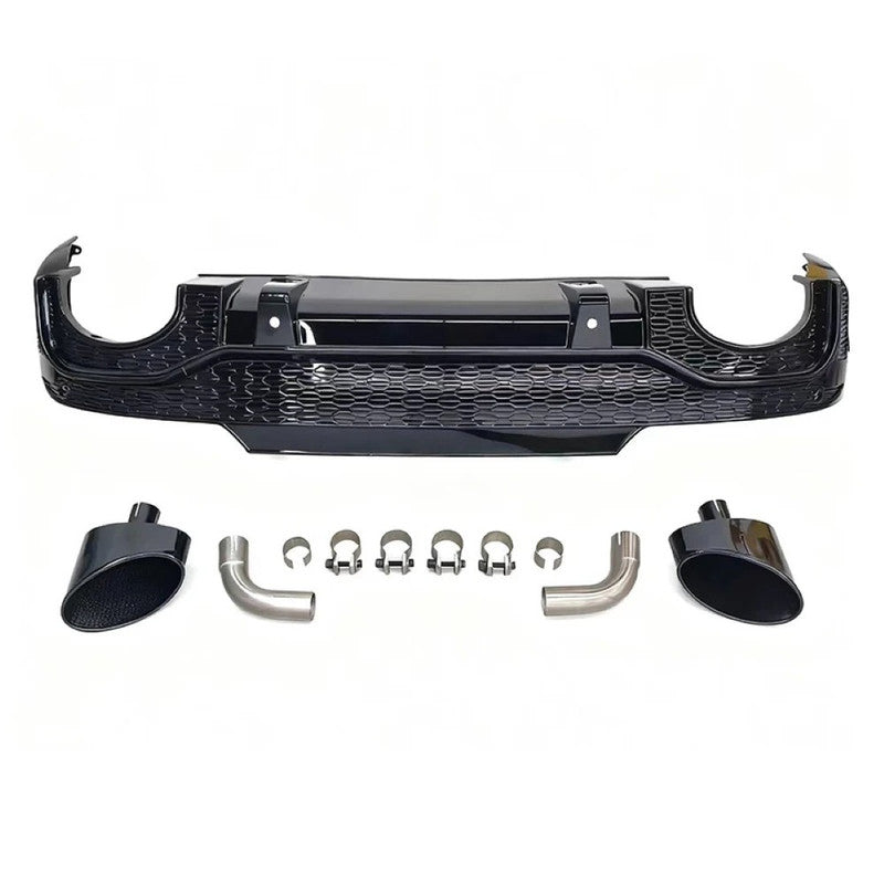 Car Craft Compatible With Audi Q5 2021-2025 Upgraded Facelift Convert To Rsq5 Sq5 Sport Rear After Bumper Lip Diffuser Skirt Trim With Exhaust Pipe Tip Q5-011 Gc Use For Sportback Car Usa