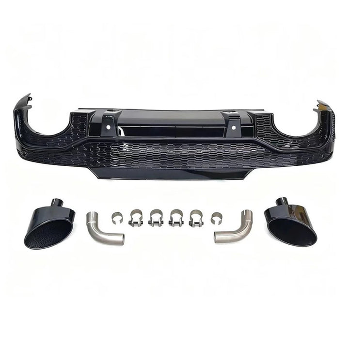 Car Craft Compatible With Audi Q5 2021-2025 Upgraded Facelift Convert To Rsq5 Sq5 Sport Rear After Bumper Lip Diffuser Skirt Trim With Exhaust Pipe Tip Q5-011 Gc Use For Sportback Car Usa