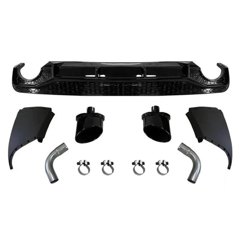 Car Craft Compatible With Audi Q5 2021-2025 Upgraded Facelift Convert To Rsq5 Sq5 Sport Rear After Bumper Lip Diffuser Skirt Trim With Exhaust Pipe Tip Q5-010 Gc