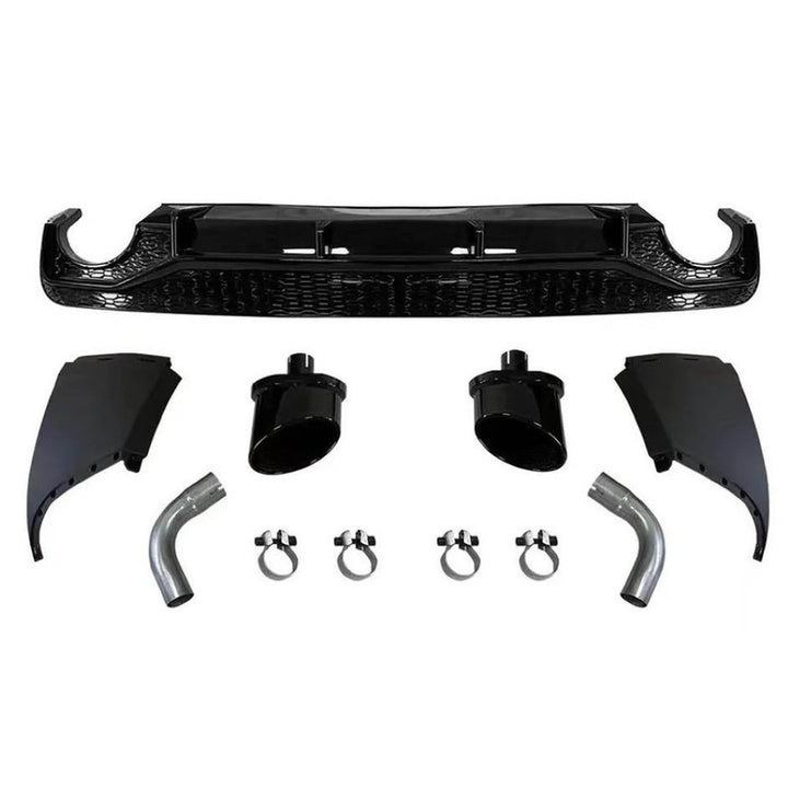 Car Craft Compatible With Audi Q5 2021-2025 Upgraded Facelift Convert To Rsq5 Sq5 Sport Rear After Bumper Lip Diffuser Skirt Trim With Exhaust Pipe Tip Q5-010 Gc