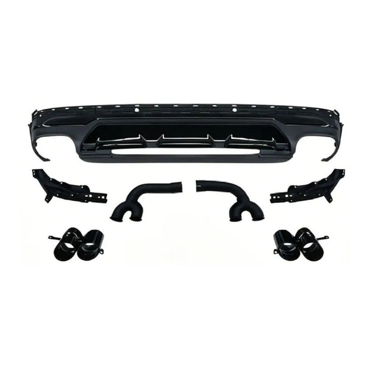 Car Craft Compatible With Audi Q7 2021-2023 Upgraded Rsq7 Sq7 Rear After Lip Bumper Diffuser Exhaust Pipe Tip Black Tail Pipe 3.0t Q7-004 Gc