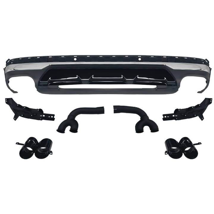 Car Craft Compatible With Audi Q7 2021-2023 Upgraded Rsq7 Sq7 Rear After Lip Bumper Diffuser Exhaust Pipe Tip Silver Tail Pipe 3.0t Q7-008 Gc