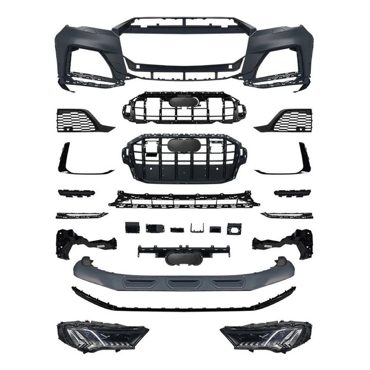 Car Craft Compatible With Audi Q7 2016-2019 Upgrade Convert To Rsq7 2021+ Style Sport Front Bumper Bodykit Grill Fog Grill Headlight Headlamp Q7-007 Gc