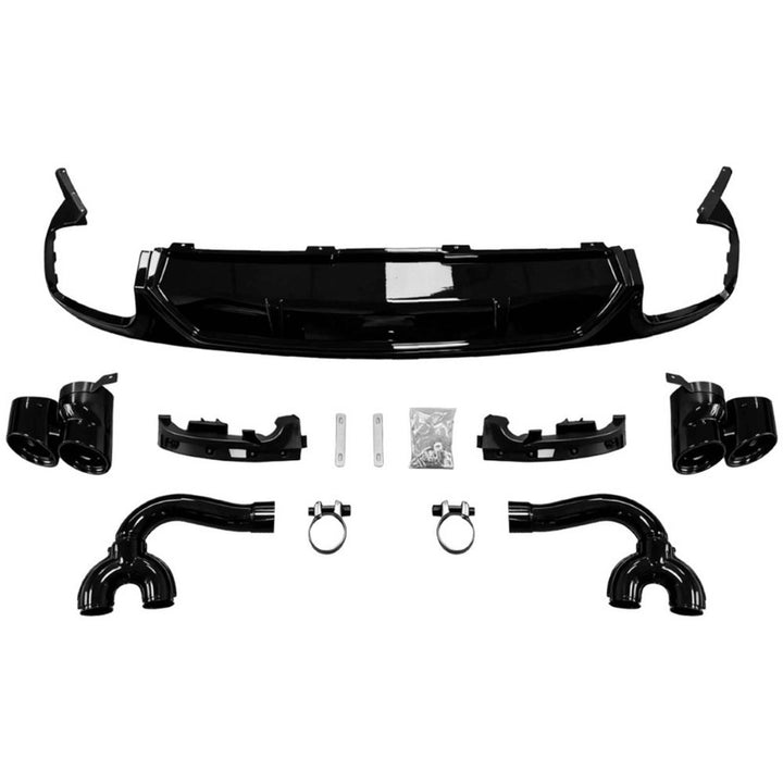 Car Craft Compatible With Audi Q8 2019-2023 Rsq8 Rear After Bumper Lip Splitter Skirst Diffuser Exhaust Tip Pipe Black Q8-008 Gc - CAR CRAFT INDIA