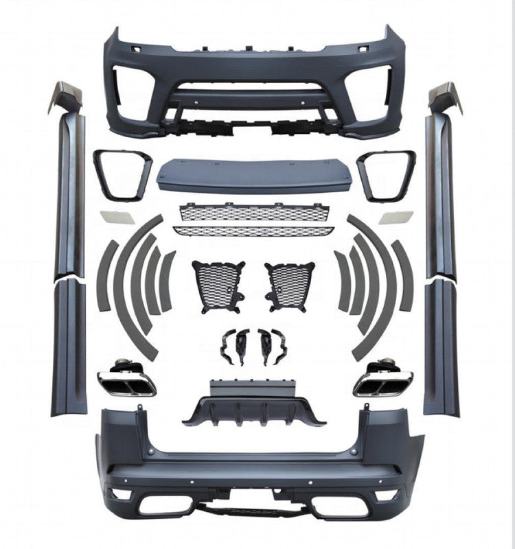 Car Craft Compatible With Land Range Rover Rr Sport 2018-2020 Upgrade To 2021+ Svr Bodykit Bumper Grill Side Skirts Splitter Diffuser Exhaust Tip Pipe