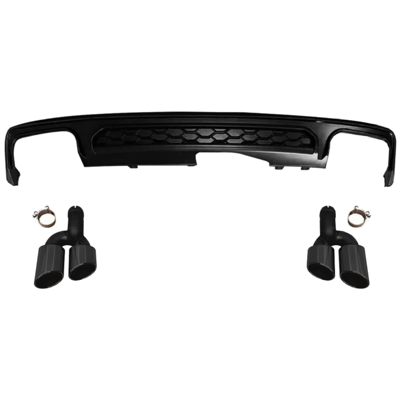 Car Craft Compatible With Audi A6 C8 2019-2025 S6 Bumper Rear After Lip Diffuser With Exhust Pipe Overseas Edition Black A6-097 Gc