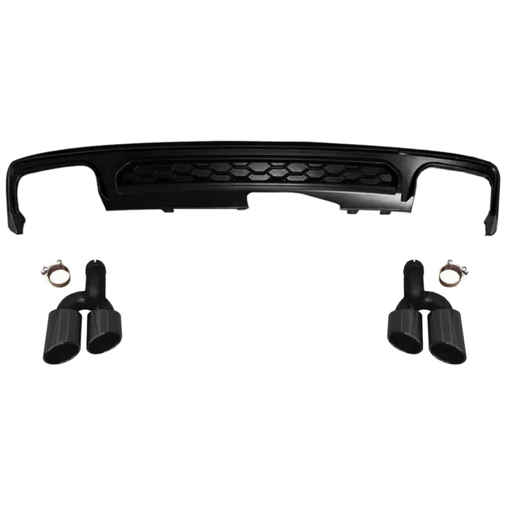 Car Craft Compatible With Audi A6 C8 2019-2025 S6 Bumper Rear After Lip Diffuser With Exhust Pipe Overseas Edition Black A6-097 Gc