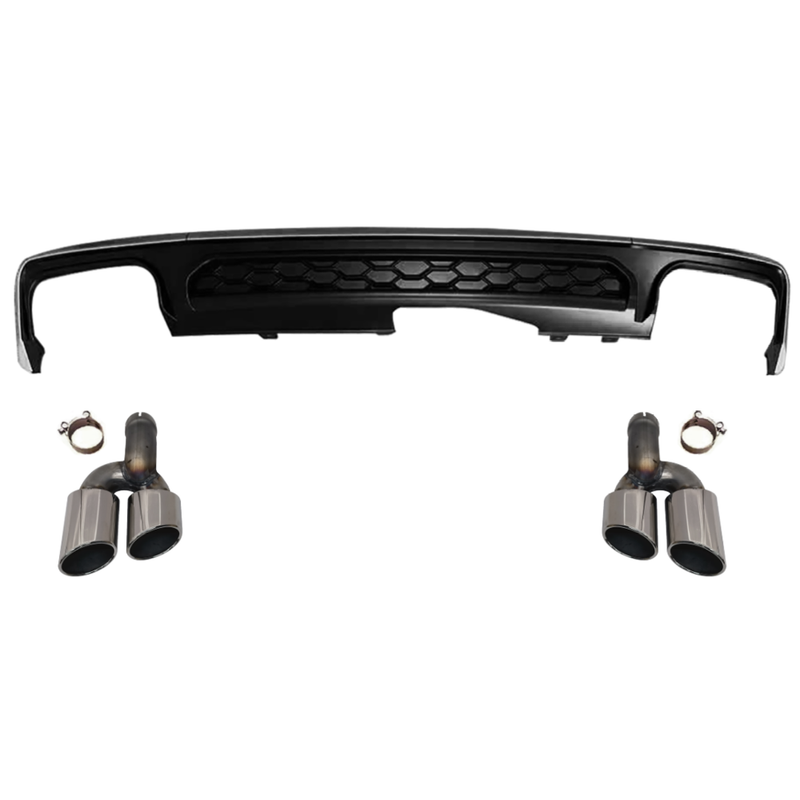 Car Craft Compatible With Audi A6 C8 2019-2025 S6 Bumper Rear After Lip Diffuser With Exhust Pipe Overseas Edition Silvery A6-096 Gc