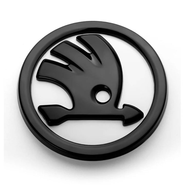 Car Craft Compatible With Skoda Fabia Laura Octavia Superb Slavia Yeti Kodiaq Kushaq Hood Trunk Letter Logo Badge Emblem Sticker Logo 90mm Black And White
