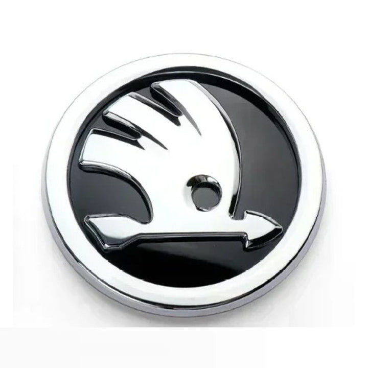 Car Craft Compatible With Skoda Fabia Laura Octavia Superb Slavia Yeti Kodiaq Kushaq Hood Trunk Letter Logo Badge Emblem Sticker Logo 84mm Black And Chrome