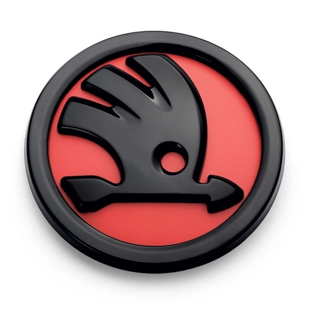 Car Craft Compatible With Skoda Fabia Laura Octavia Superb Slavia Yeti Kodiaq Kushaq Hood Trunk Letter Logo Badge Emblem Sticker Logo 84mm Red And Black