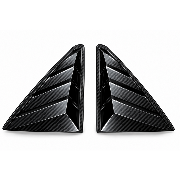 Car Craft Compatible With Volkswagen Vw Virtus 2023-2026 Car Rear Window Shutter Cover Louver Side Vent Trim Triangle Carbon Fiber Look