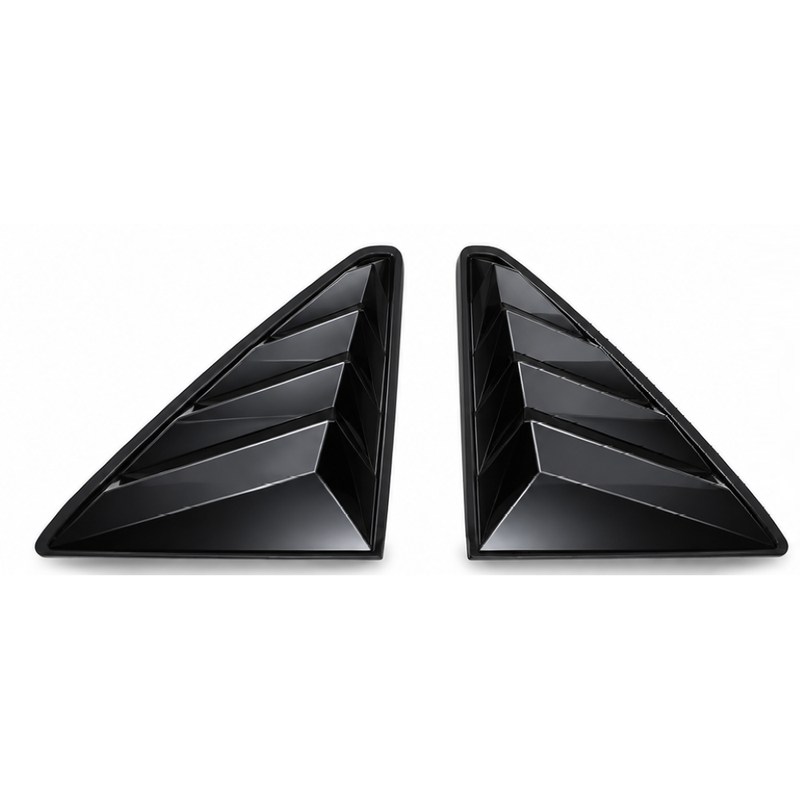 Car Craft Compatible With Volkswagen Vw Virtus 2023-2026 Car Rear Window Shutter Cover Louver Side Vent Trim Triangle Glossy Black