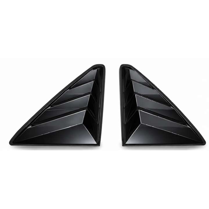Car Craft Compatible With Volkswagen Vw Virtus 2023-2026 Car Rear Window Shutter Cover Louver Side Vent Trim Triangle Glossy Black
