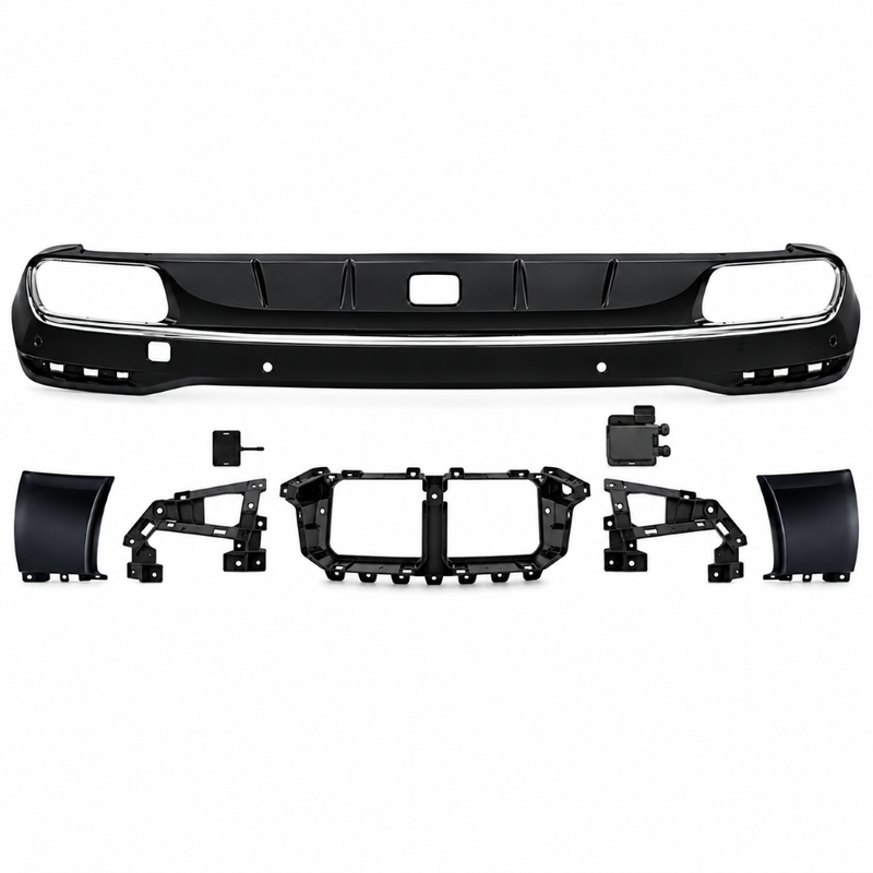 Car Craft Compatible With Mercedes Benz Gle W167 2019-2024 Upgrade Convert To Gle63 Amg Bodykit Rear After Bumper Lip Skirt Diffuser Silver With Hole Gc W167-007 Gle