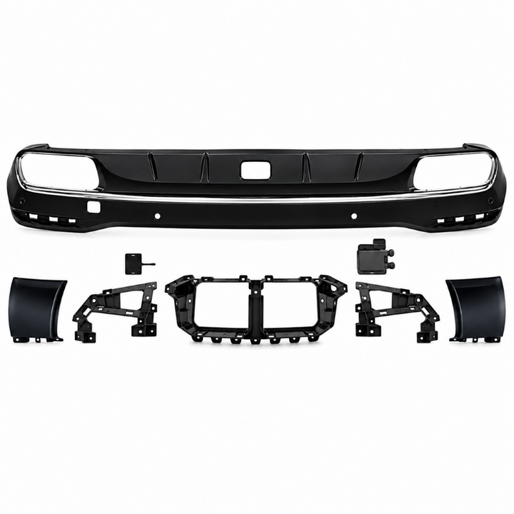 Car Craft Compatible With Mercedes Benz Gle W167 2019-2024 Upgrade Convert To Gle63 Amg Bodykit Rear After Bumper Lip Skirt Diffuser Silver With Hole Gc W167-007 Gle