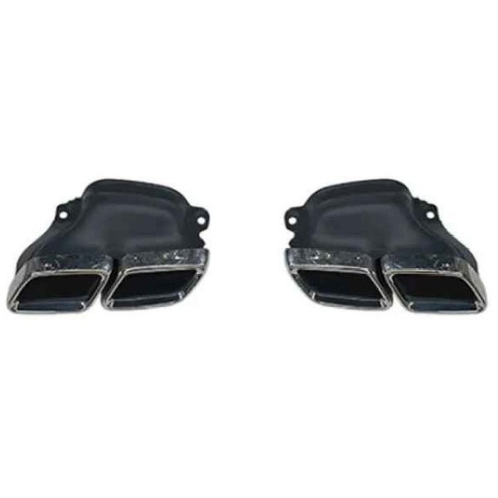 Car Craft Compatible With Mercedes Benz Gls W166 X166 2016-2019 Amg Rear Bumper Upgrade Convert To Gle63 Amg Exhaust Tip Pipe Dual Silver Chrome Gc