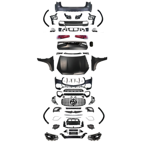 Car Craft Compatible With Mercedes Gl Gls W166 X166 2012-2016 Upgrade Facelift Convert To Gls W167 X167 2024 Gls63 Amg Amg63 Kit Bumper Grill Headlight Taillight Trunk Fender Bodykit Non Cut Version - CAR CRAFT INDIA