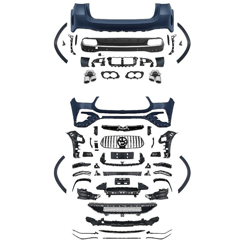 Car Craft Compatible With Mercedes Benz Gle W167 2019-2024 Upgrade Convert To Gle53 Amg Bodykit Front Rear Bumper Grill Diffuser Exhaust Tip Pipe Skirt Trim Wheel Arch Gc W167-029