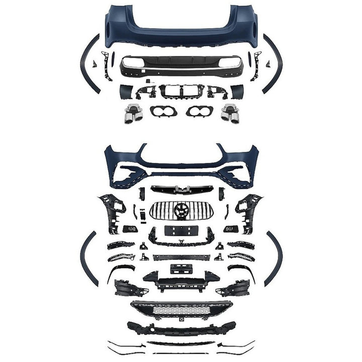 Car Craft Compatible With Mercedes Benz Gle W167 2019-2024 Upgrade Convert To Gle53 Amg Bodykit Front Rear Bumper Grill Diffuser Exhaust Tip Pipe Skirt Trim Wheel Arch Gc W167-029