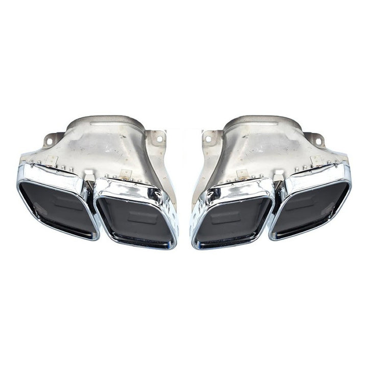 Car Craft Compatible With Mercedes Benz Gls Gle W167 X167 2019-2025 Amg Exhaust Tip Pipe Dual Silver Chrome Gc W167-009 - CAR CRAFT INDIA