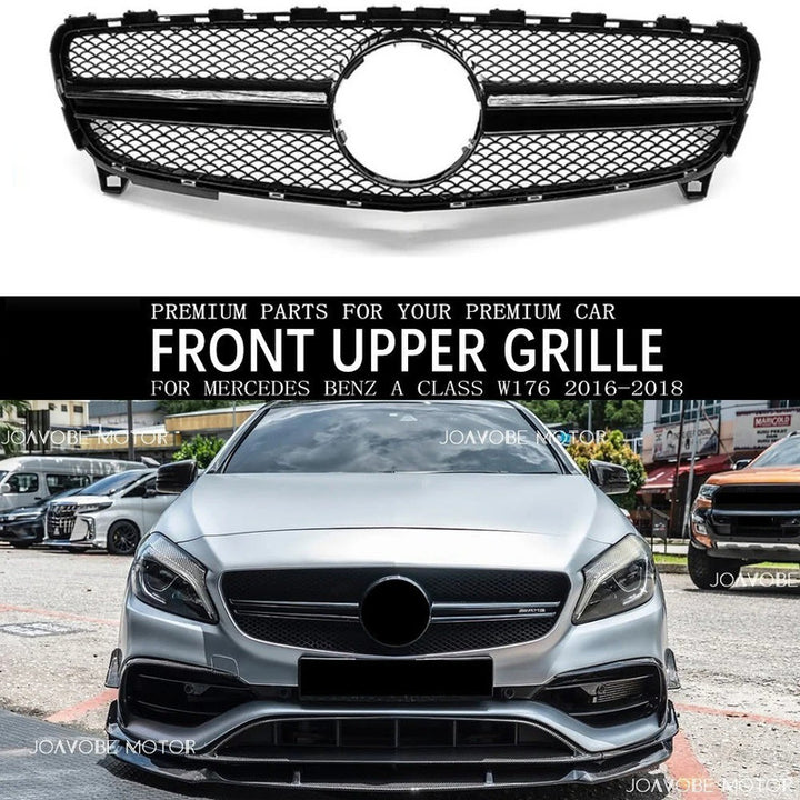 Car Craft Compatible With Mercedes Benz A Class W176 Lci 2016-2018 Front Bumper Amg Show Grill Amg Black Usa