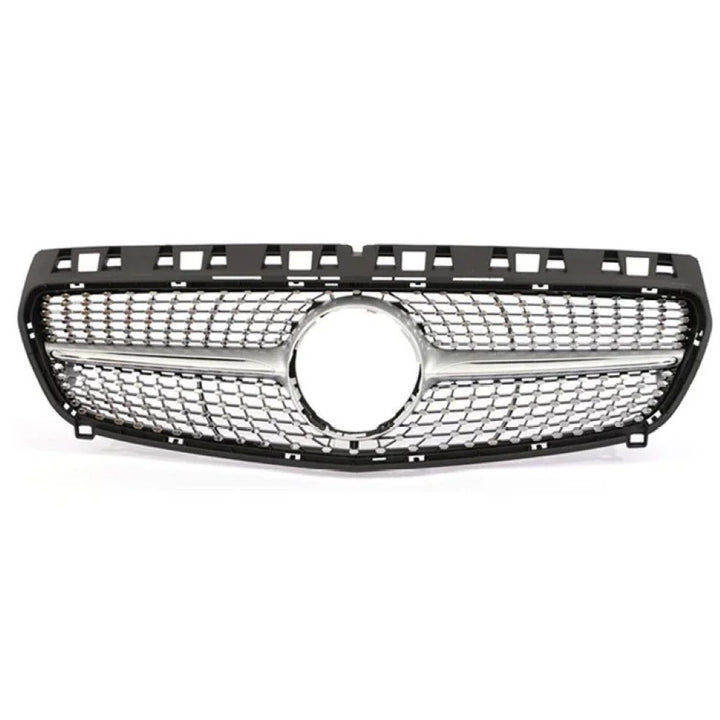 Car Craft Compatible With Mercedes Benz A Class W176 2012-2016 Front Bumper AMG Show Grill Diamond Silver CC-1699