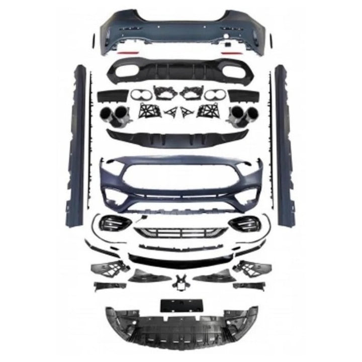 Car Craft Compatible With Mercedes Benz A Class W177 2018-2024 Front Rear Bumper Side Skirt Diffuser Exhaust Tip Upgrade Convert To Amg Amg45s Bumper Bodykit W177-017