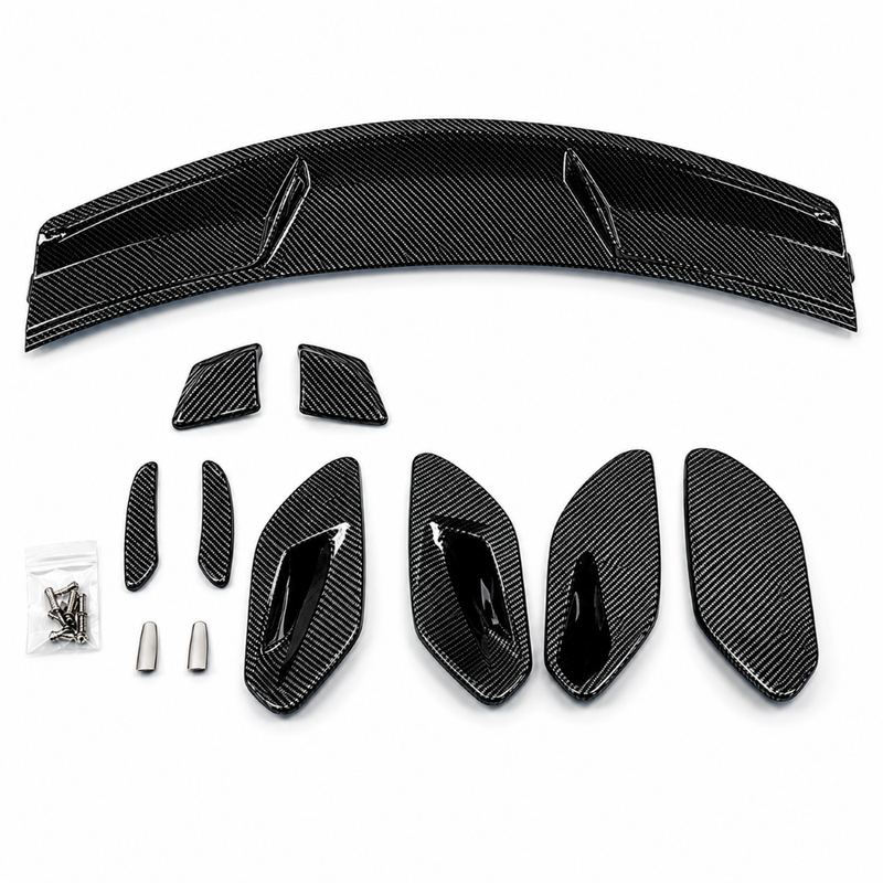 Car Craft Compatible With Mercedes Benz A Class W177 2019+ Hatchback Amg Rear Trunk Boot Roof Wing Lip Spoiler Splitter Skirts Carbon Fiber Look