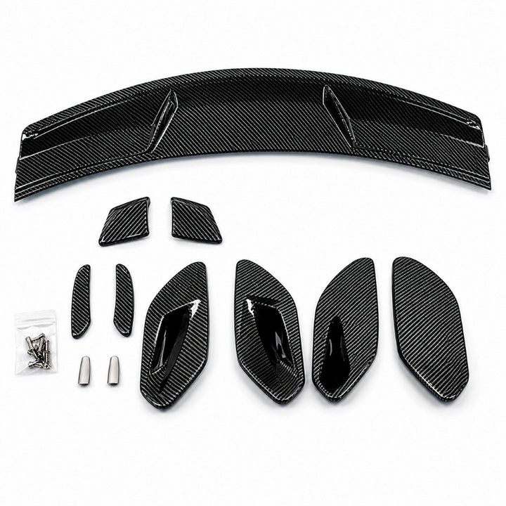 Car Craft Compatible With Mercedes Benz A Class W177 2019+ Hatchback Amg Rear Trunk Boot Roof Wing Lip Spoiler Splitter Skirts Carbon Fiber Look