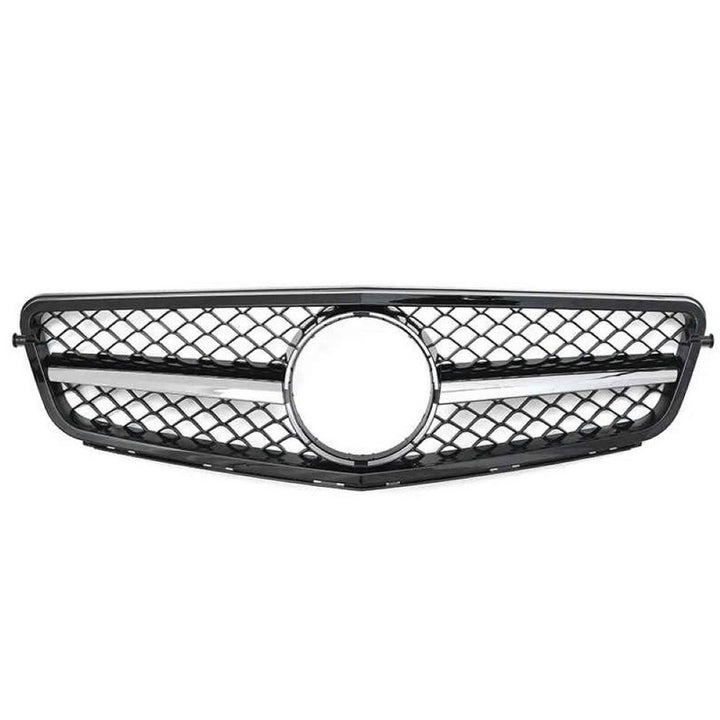 Car Craft Compatible With Mercedes Benz C Class W204 2007-2014 Upgrade Front Bumper Amg Show Grill Black Silver Gc W204-004