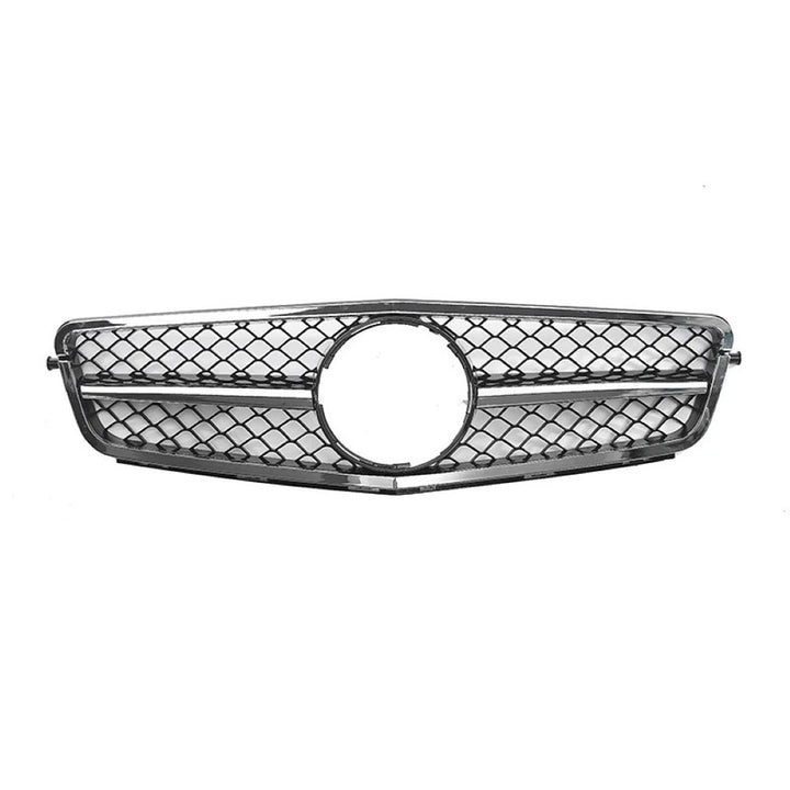 Car Craft Compatible With Mercedes Benz C Class W204 2007-2014 Upgrade Front Bumper Amg Show Grill Full Silver Gc W204-002
