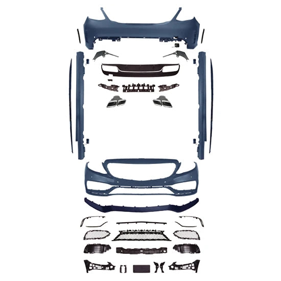 Car Craft Compatible With Mercedes Benz C Class W205 2015-2021 Front Rear Bumper Side Skirt Diffuser Exhaust Tip Upgrade Convert To Amg Amg C63 Bumper Bodykit GC W205-037