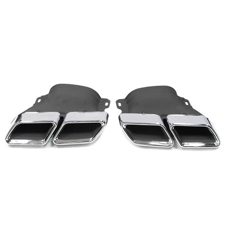 Car Craft Compatible With Mercedes Benz C Class W205 C205 Coupe 2015-2021 Rear Bumper Upgrade Convert To Amg Amg C63 Exhaust Tip Pipe Dual Chrome Silver Classic Style Gc W205-026