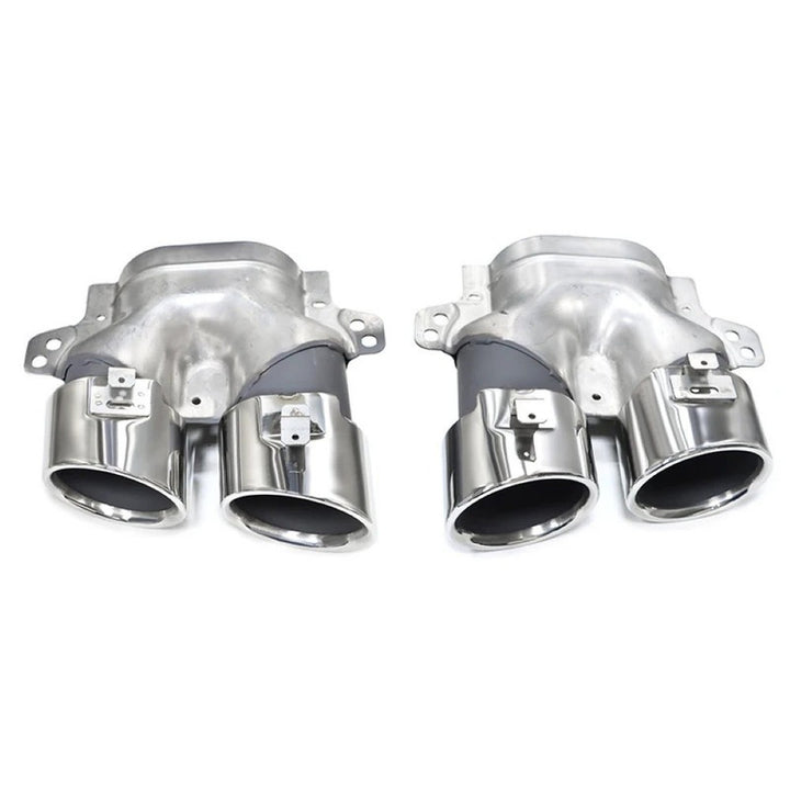 Car Craft Compatible With Mercedes Benz C Class W205 C205 Coupe 2015-2021 Rear Bumper Upgrade Convert To Amg Amg C43 Exhaust Tip Pipe Dual Chrome Silver Gc W205-030