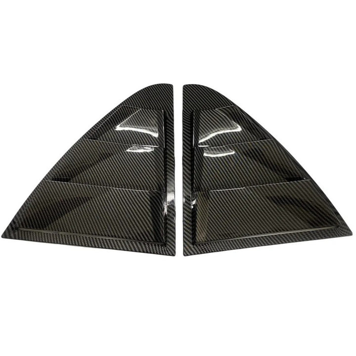 Car Craft Compatible With Mercedes Benz C Class W205 2015-2021 Car Rear Window Shutter Cover Louver Side Vent Trim Triangle Carbon Fiber Look