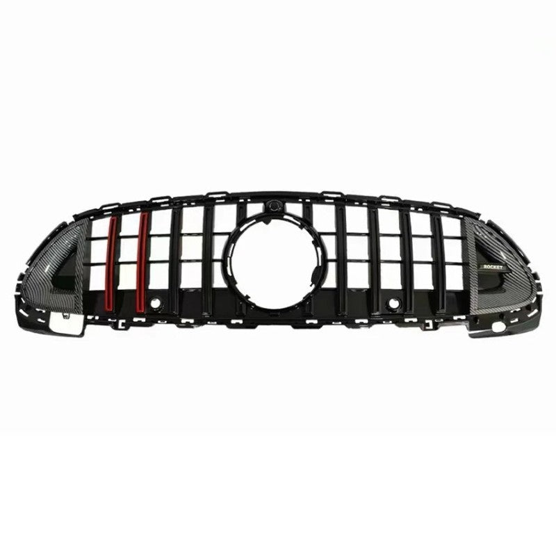 Car Craft Compatible With Mercedes Benz C Class W206 2021-2025 Amg Front Bumper Show Grill Brabus Bbs Style Carbon Fiber Look Red - CAR CRAFT INDIA