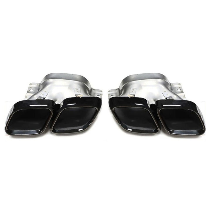Car Craft Compatible With Mercedes Benz C Class W206 2022-2025 Rear Bumper Upgrade Convert To Amg Amg C63 Exhaust Tip Pipe Dual Chrome Black Gc W206-006 Bl